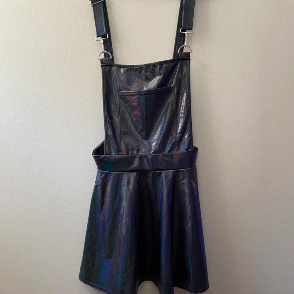 Sexy Ravewear Suspender Dress Black Holographic Design